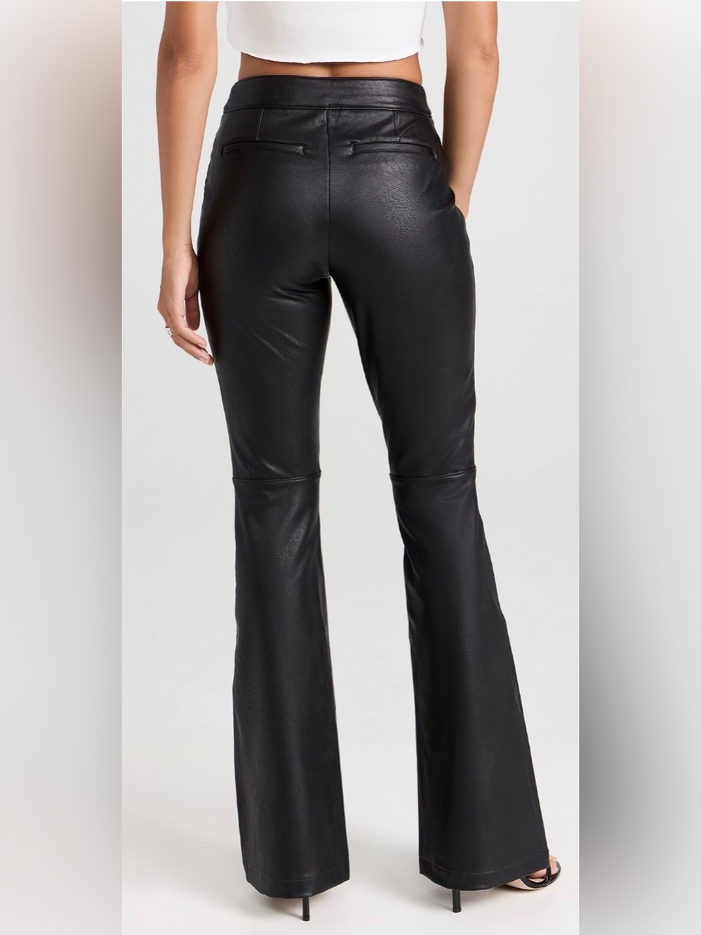 SPANX Faux Leather Flare Pants Black Pull On High Rise Tummy Control. S